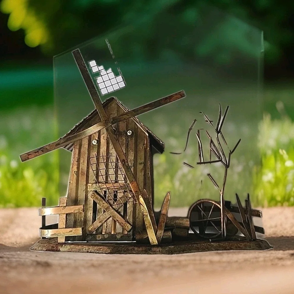 Vintage Handcrafted Metal Music Box Farm Style Windmill Rustic Great Gift